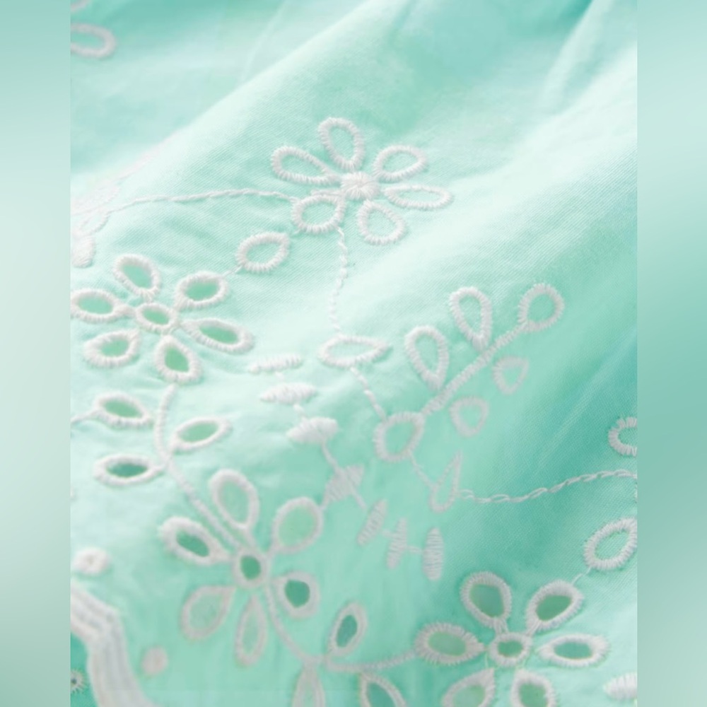 Women’s Mint Blue Square-Neck Dress with Eyelet Trim - Picture 2 of 10